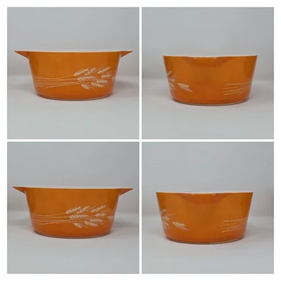 Vintage Pyrex Autumn Harvest Wheat Casserole Set 473-B 474-B 475-B - Picture 9 of 14